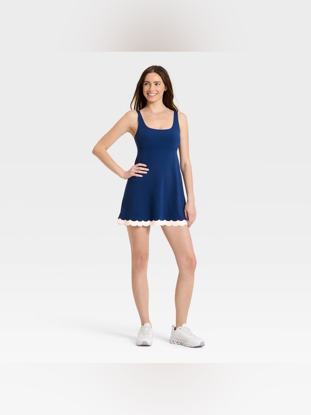 NWT Women's JoyLab Knit Scallop Active Dress XL Navy Athletic Tennis